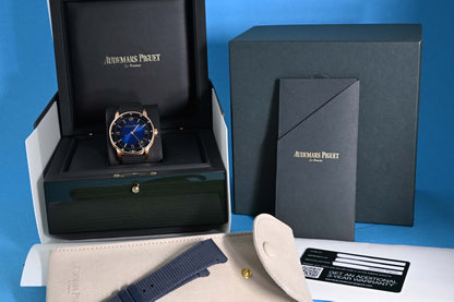 Audemars Piguet Code 11.59 18k Rose Gold  - Blue Smoked Dial - Full Set
