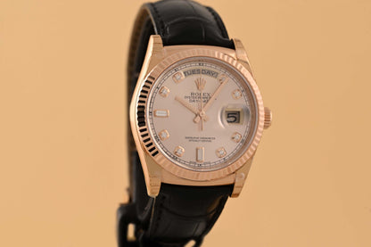 Rolex Day-Date Rose Gold 118135 - Rose Dial - Full Set - N.O.S.