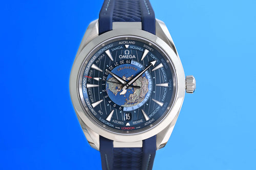 OMEGA Seamaster Aqua Terra Automatic Blue Dial - Worldtimer - Full Set - Like NEW