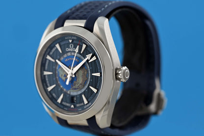OMEGA Seamaster Aqua Terra Automatic Blue Dial - Worldtimer - Full Set - Like NEW