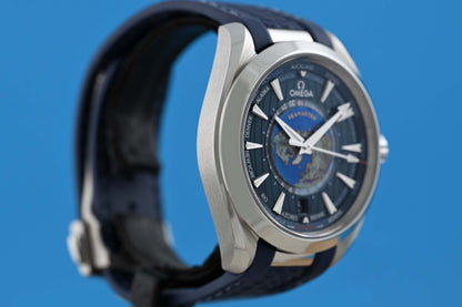 OMEGA Seamaster Aqua Terra Automatic Blue Dial - Worldtimer - Full Set - Like NEW