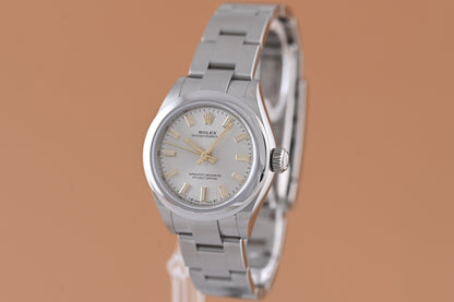 Rolex Lady Oyster Perpetual 28mm - Full Set - Silver Dial
