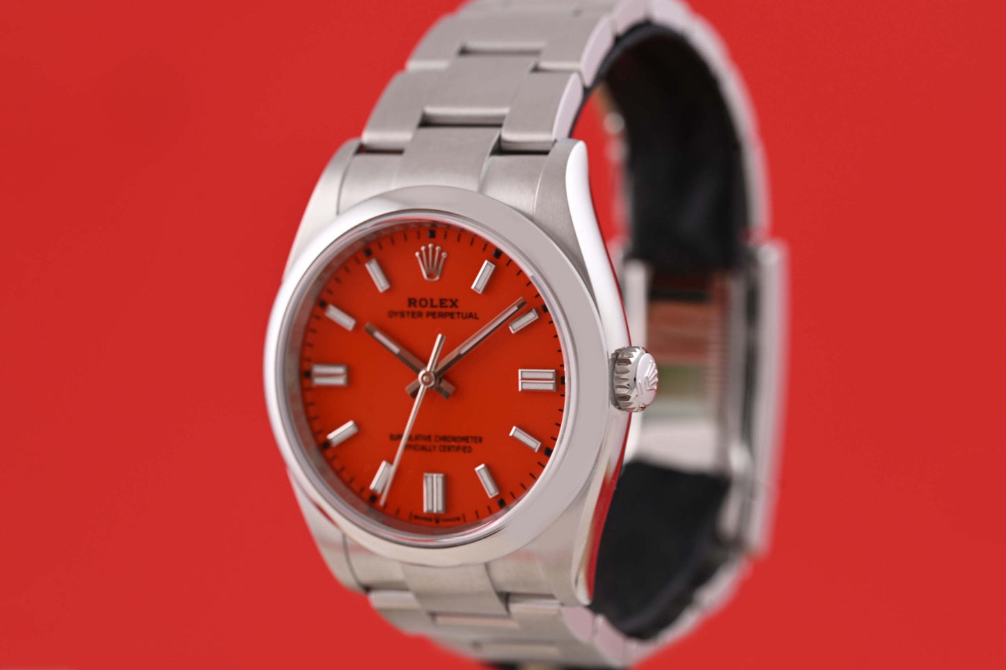 Rolex Oyster Perpetual 36mm 126000 - Full Set - Coral Red Dial - 2022 - Like NEW