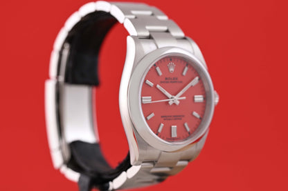 Rolex Oyster Perpetual 36mm 126000 - Full Set - Coral Red Dial - 2022 - Like NEW