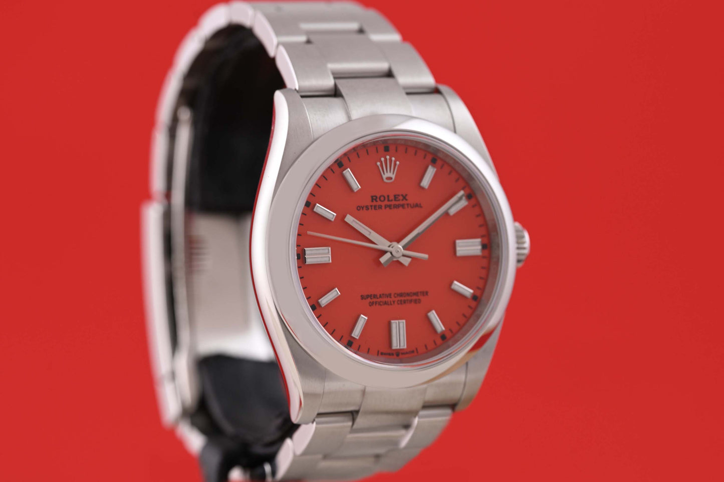 Rolex Oyster Perpetual 36mm 126000 - Full Set - Coral Red Dial - 2022 - Like NEW