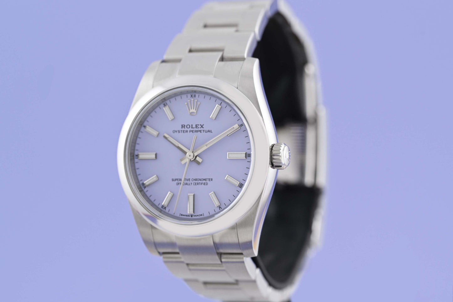 Rolex Oyster Perpetual 34 mm 124200 - Full Set - Lavender Dial - NEW 2025