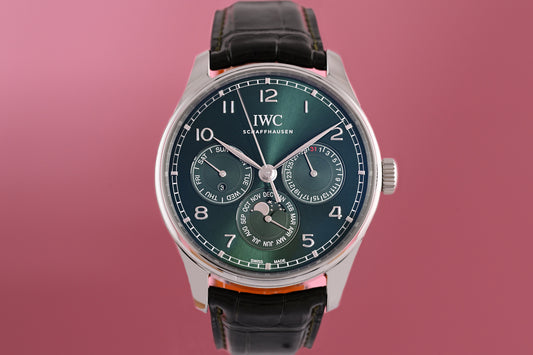 IWC Portugieser Perpetual Calendar 42 - Green Dial - Full Set - Like New