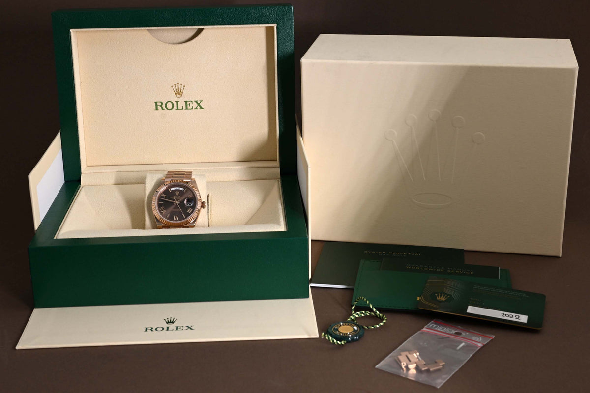 Rolex Day Date 40 Roségold 228235 - Full Set - Chocolate Dial