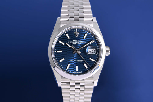 Rolex Oyster Perpetual Datejust 126200 - Blue Motif Dial - Full Set