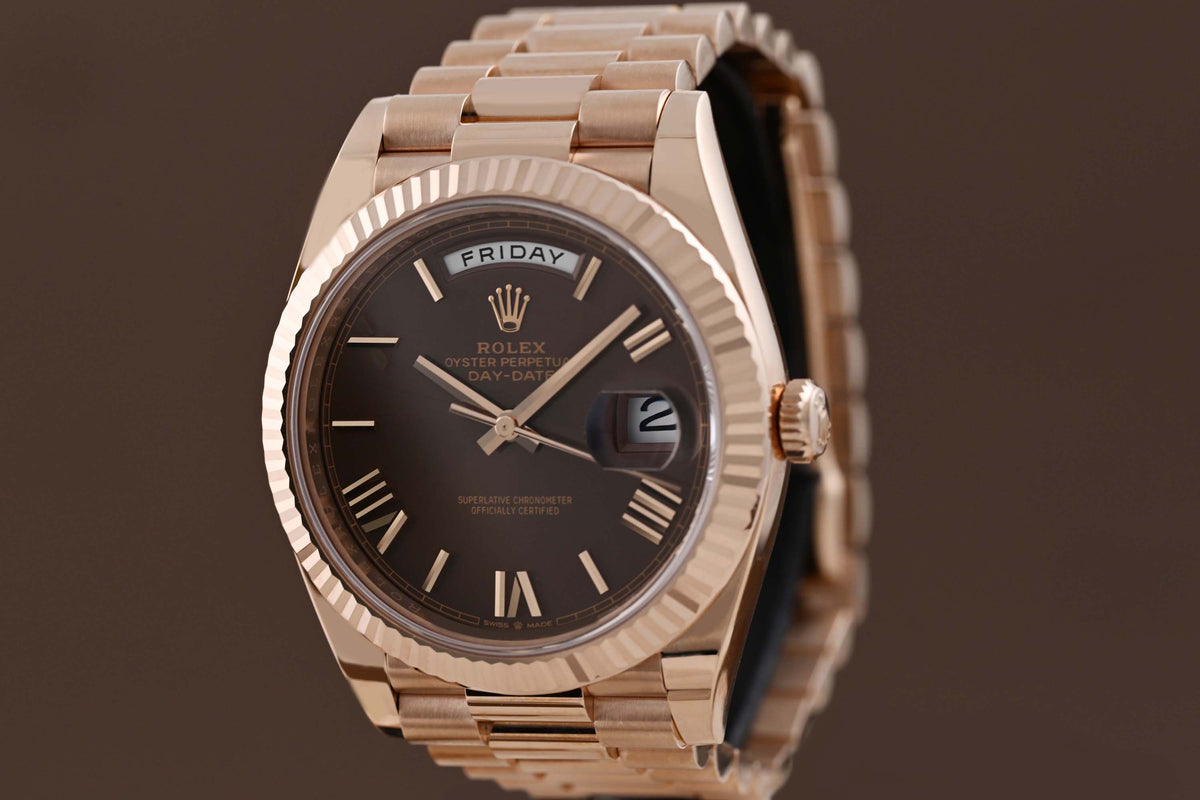 Rolex Day Date 40 Roségold 228235 - Full Set - Chocolate Dial