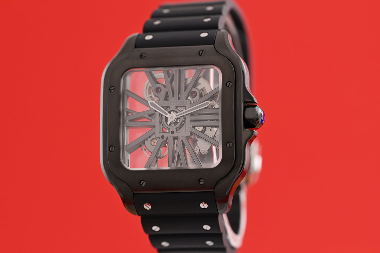 Cartier Santos Skeleton Black Whsa0009 - Full Set