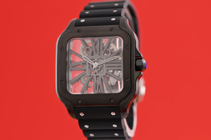 Cartier Santos Skeleton Black Whsa0009 - Full Set