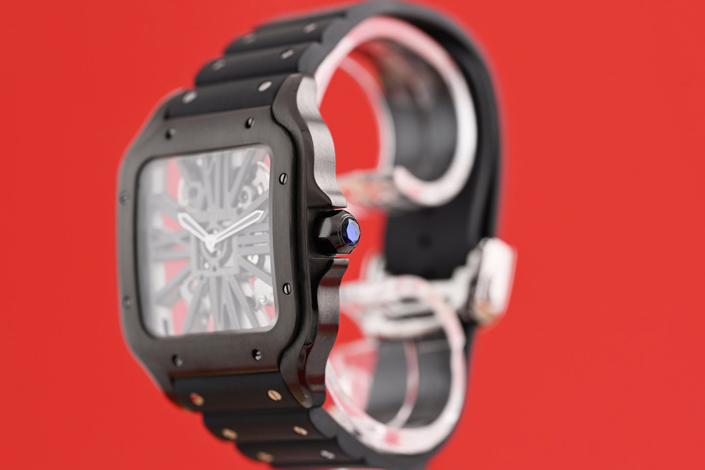 Cartier Santos Skeleton Black Whsa0009 - Full Set