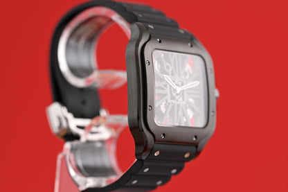 Cartier Santos Skeleton Black Whsa0009 - Full Set