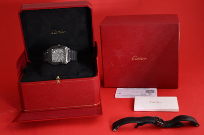 Cartier Santos Skeleton Black Whsa0009 - Full Set