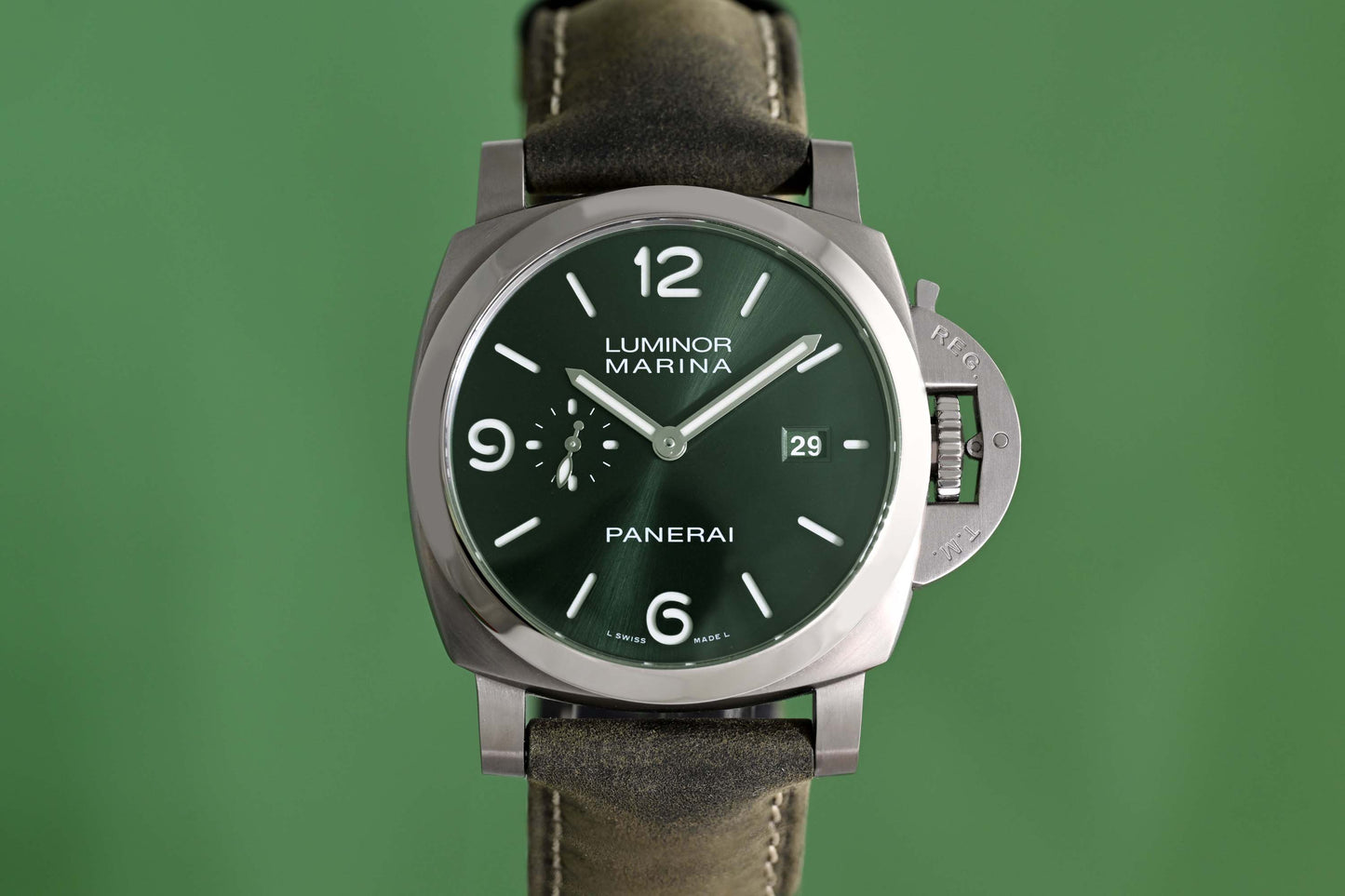 Panerai Luminor Marina Titanio - Green Dial - PAM03325 - Full Set