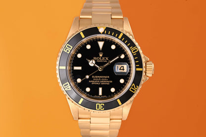 Rolex Submariner Yellow Gold - 16618 - Full Set - Rehaut