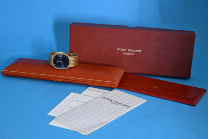 Patek Philippe Ellipse Jumbo - Blue Dial - 3605/001 Yellow Gold - Full Set