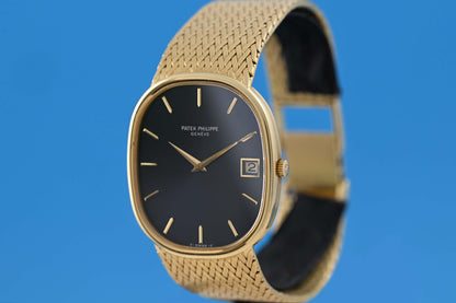 Patek Philippe Ellipse Jumbo - Blue Dial - 3605/001 Yellow Gold - Full Set