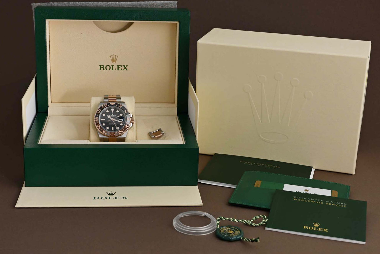 Rolex GMT Master II Rootbeer Steel/Rose Gold - 126711CHNR - Full Set