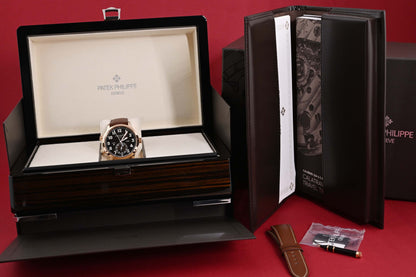 Patek Philippe Calatrava Pilot Travel Time 5524R-001 - Sunburst Brown Dial - Full Set