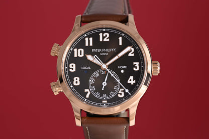 Patek Philippe Calatrava Pilot Travel Time 5524R-001 - Sunburst Brown Dial - Full Set