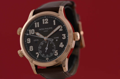 Patek Philippe Calatrava Pilot Travel Time 5524R-001 - Sunburst Brown Dial - Full Set