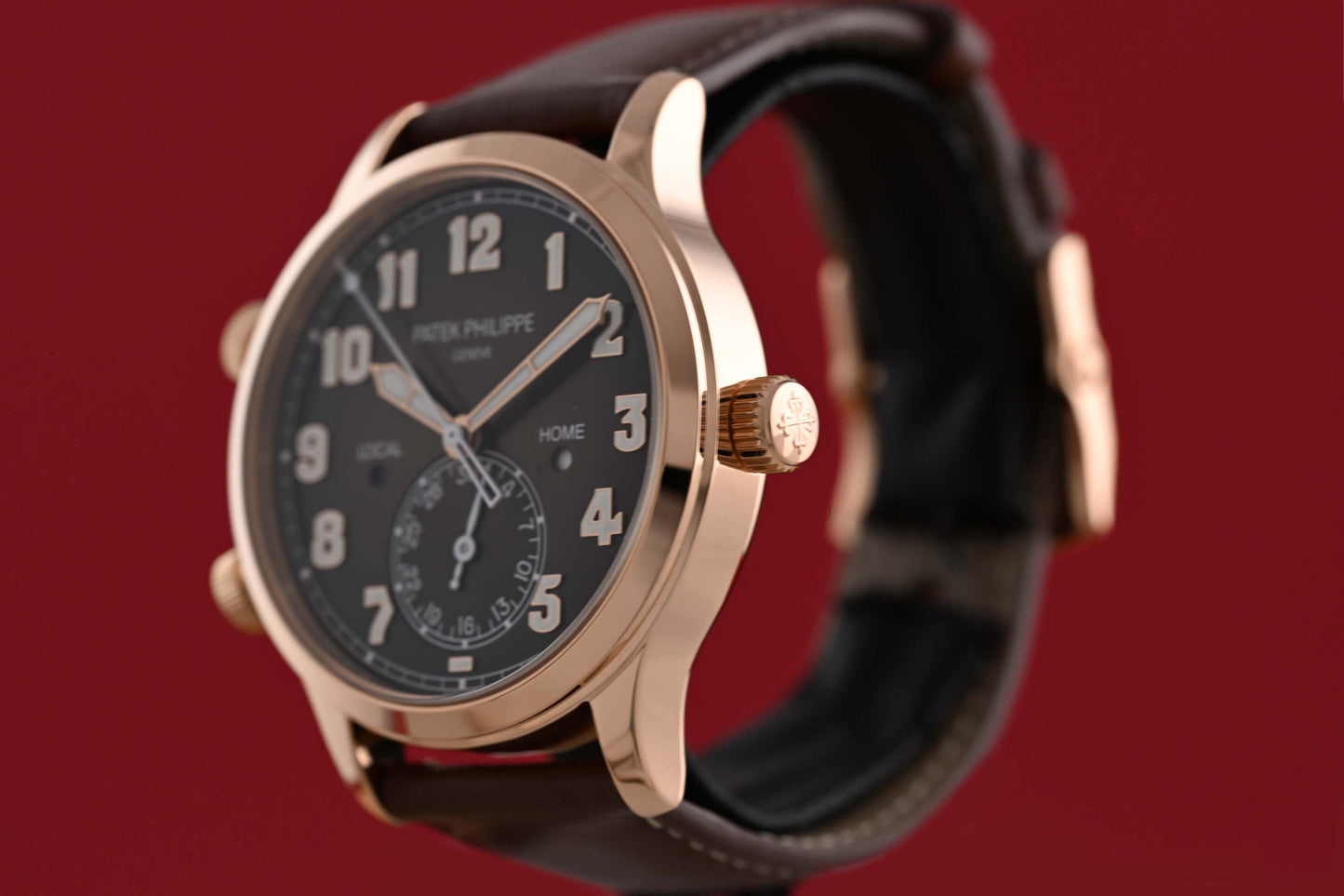 Patek Philippe Calatrava Pilot Travel Time 5524R-001 - Sunburst Brown Dial - Full Set