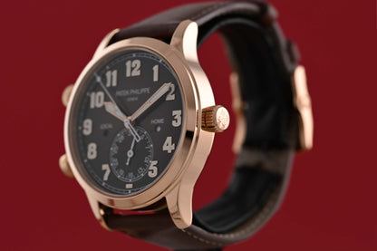 Patek Philippe Calatrava Pilot Travel Time 5524R-001 - Sunburst Brown Dial - Full Set