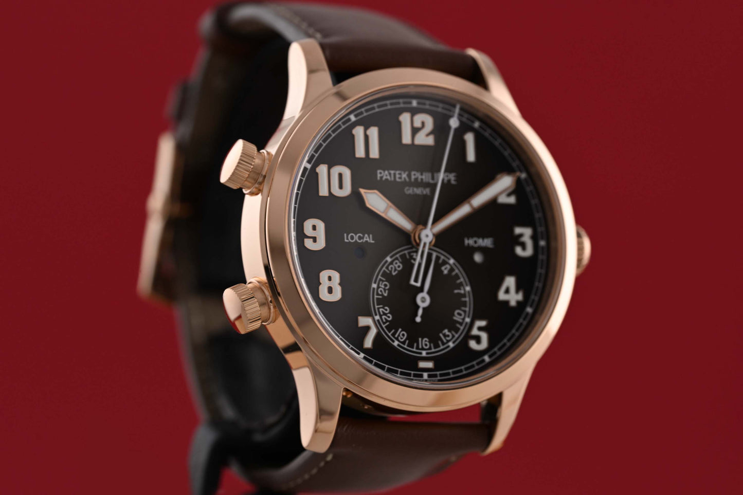 Patek Philippe Calatrava Pilot Travel Time 5524R-001 - Sunburst Brown Dial - Full Set