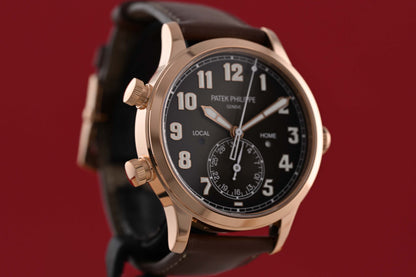 Patek Philippe Calatrava Pilot Travel Time 5524R-001 - Sunburst Brown Dial - Full Set