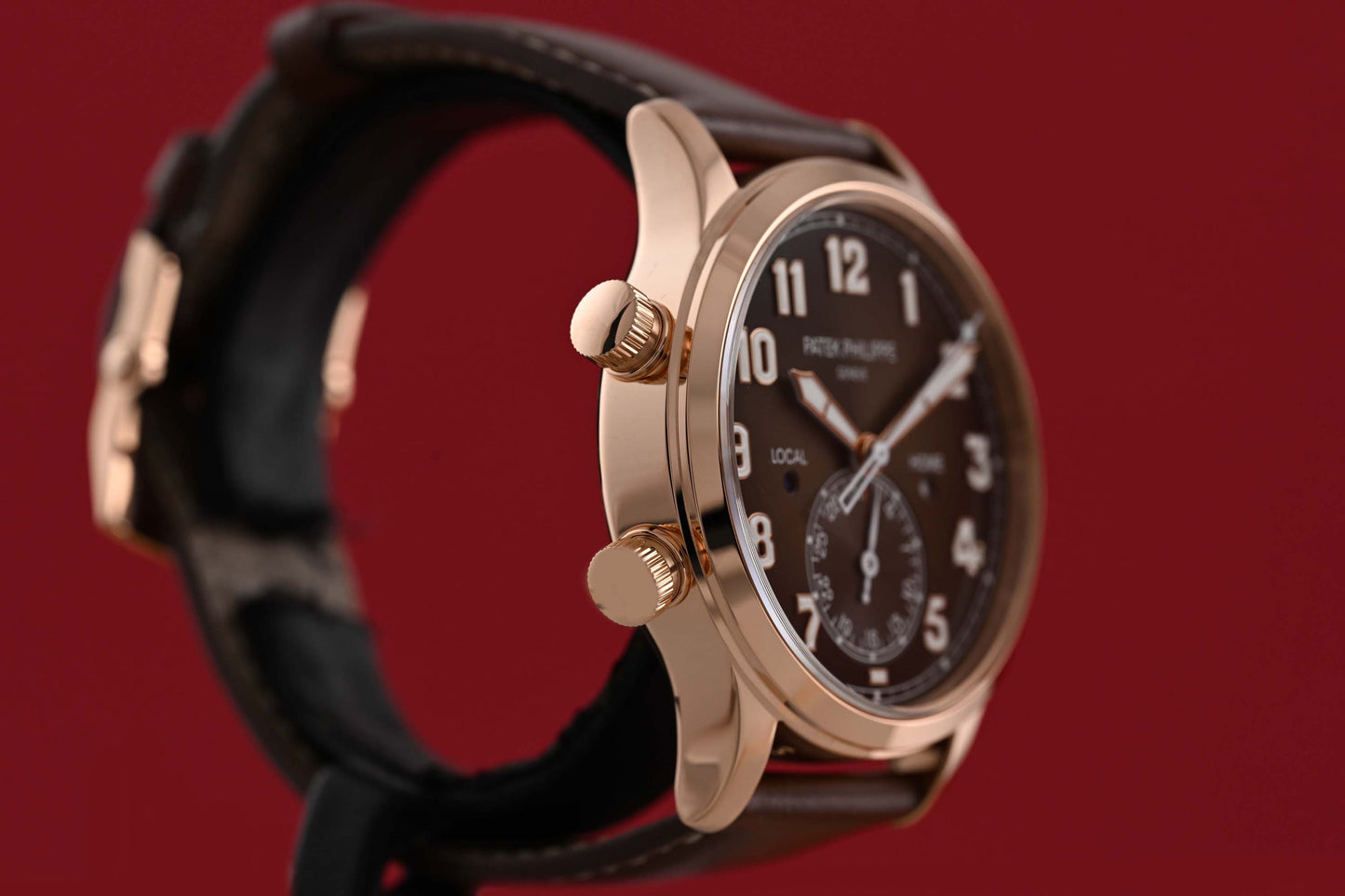 Patek Philippe Calatrava Pilot Travel Time 5524R-001 - Sunburst Brown Dial - Full Set