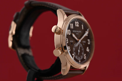 Patek Philippe Calatrava Pilot Travel Time 5524R-001 - Sunburst Brown Dial - Full Set