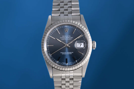 Rolex Oyster Perpetual Datejust 16220 - Blue Dial - Full Set - LC100