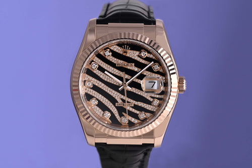 Rolex Datejust 36mm Rose Gold - 116135 - "Zebra Dial" - Fresh Rolex Service