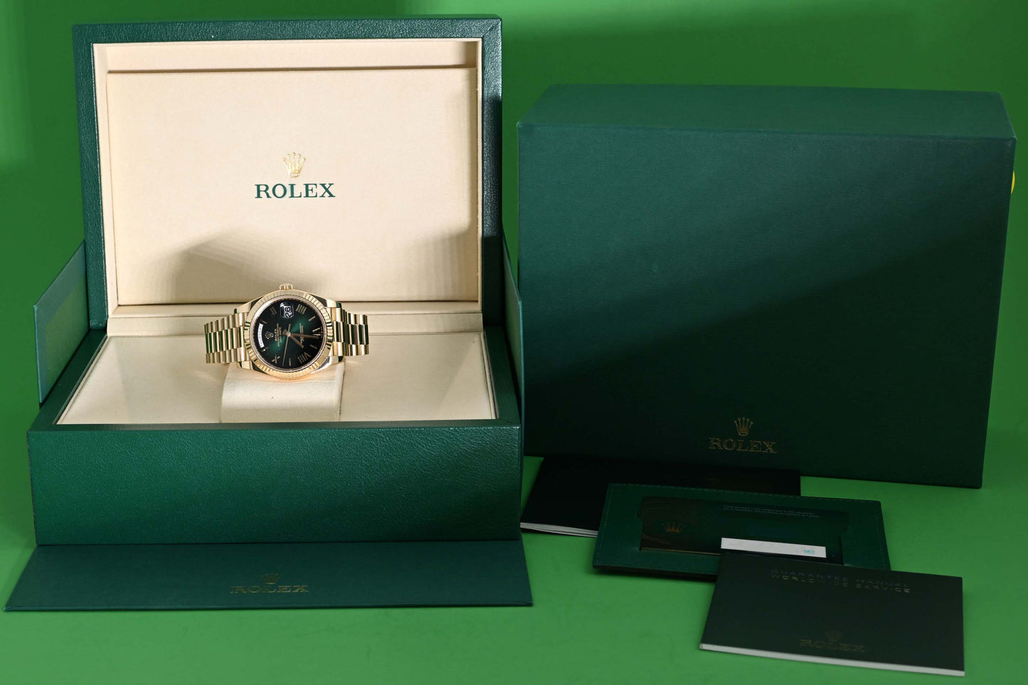 Rolex Day Date 40 Gelbgold 228238 - Full Set - Green Ombré Dial - Like NEW