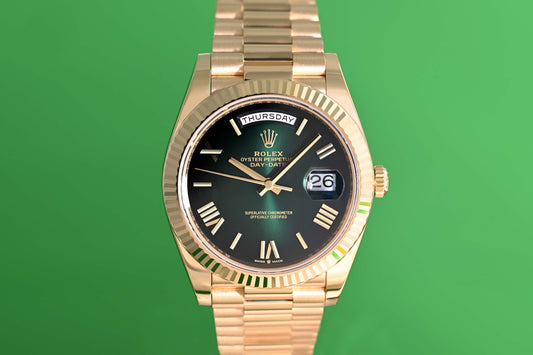 Rolex Day Date 40 Gelbgold 228238 - Full Set - Green Ombré Dial - Like NEW