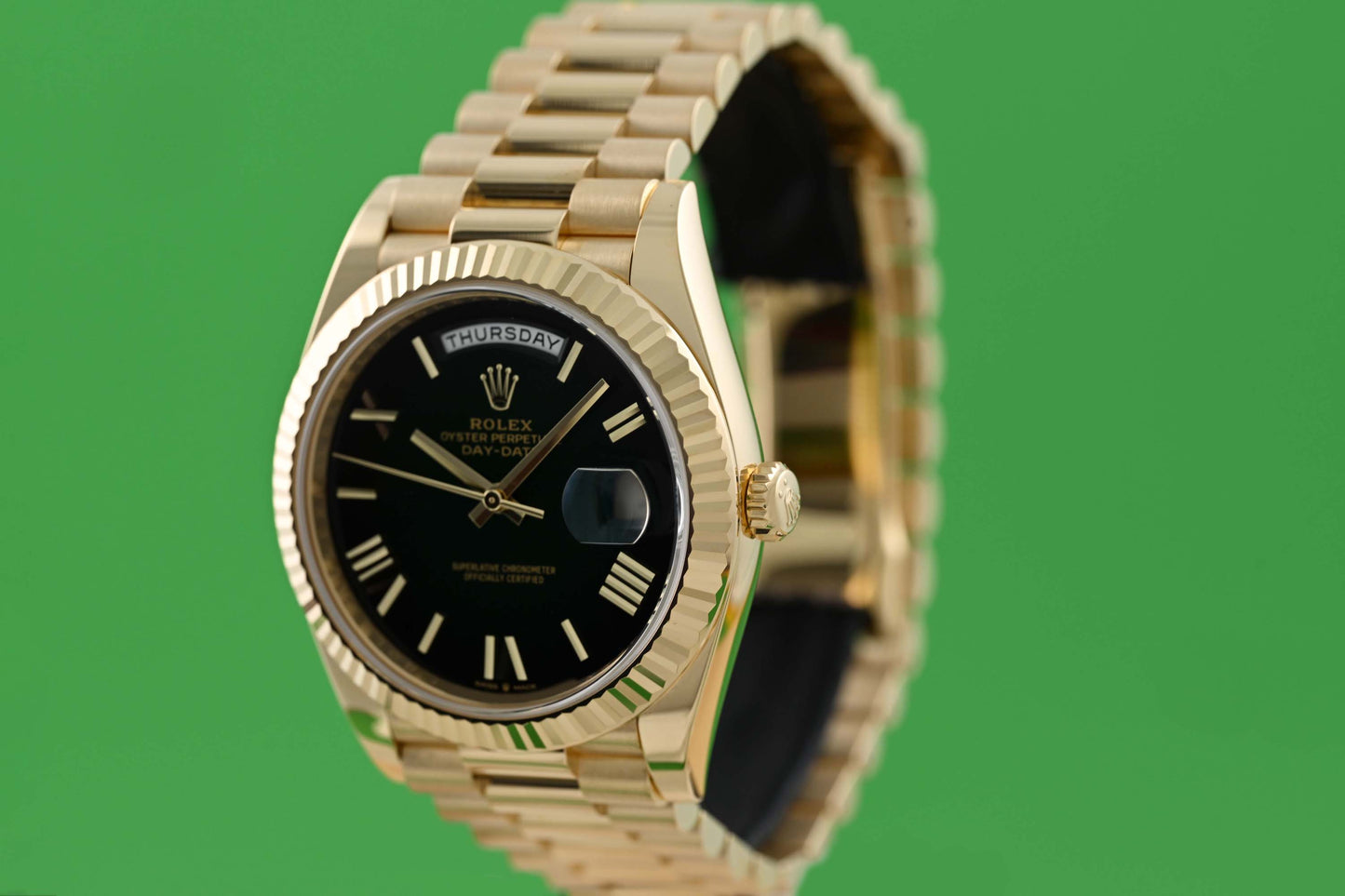Rolex Day Date 40 Gelbgold 228238 - Full Set - Green Ombré Dial - Like NEW