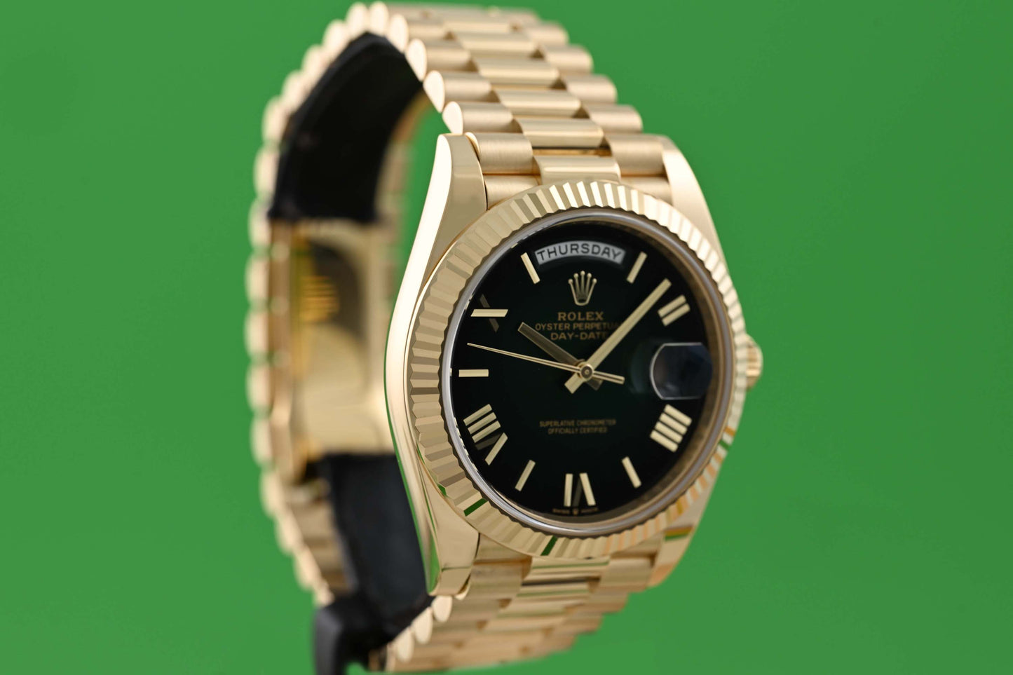 Rolex Day Date 40 Gelbgold 228238 - Full Set - Green Ombré Dial - Like NEW
