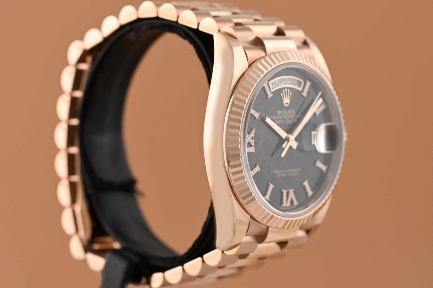 Rolex Day Date 36 Rose Gold 128235 - Full Set - Eisenkiesel Diamond Dial