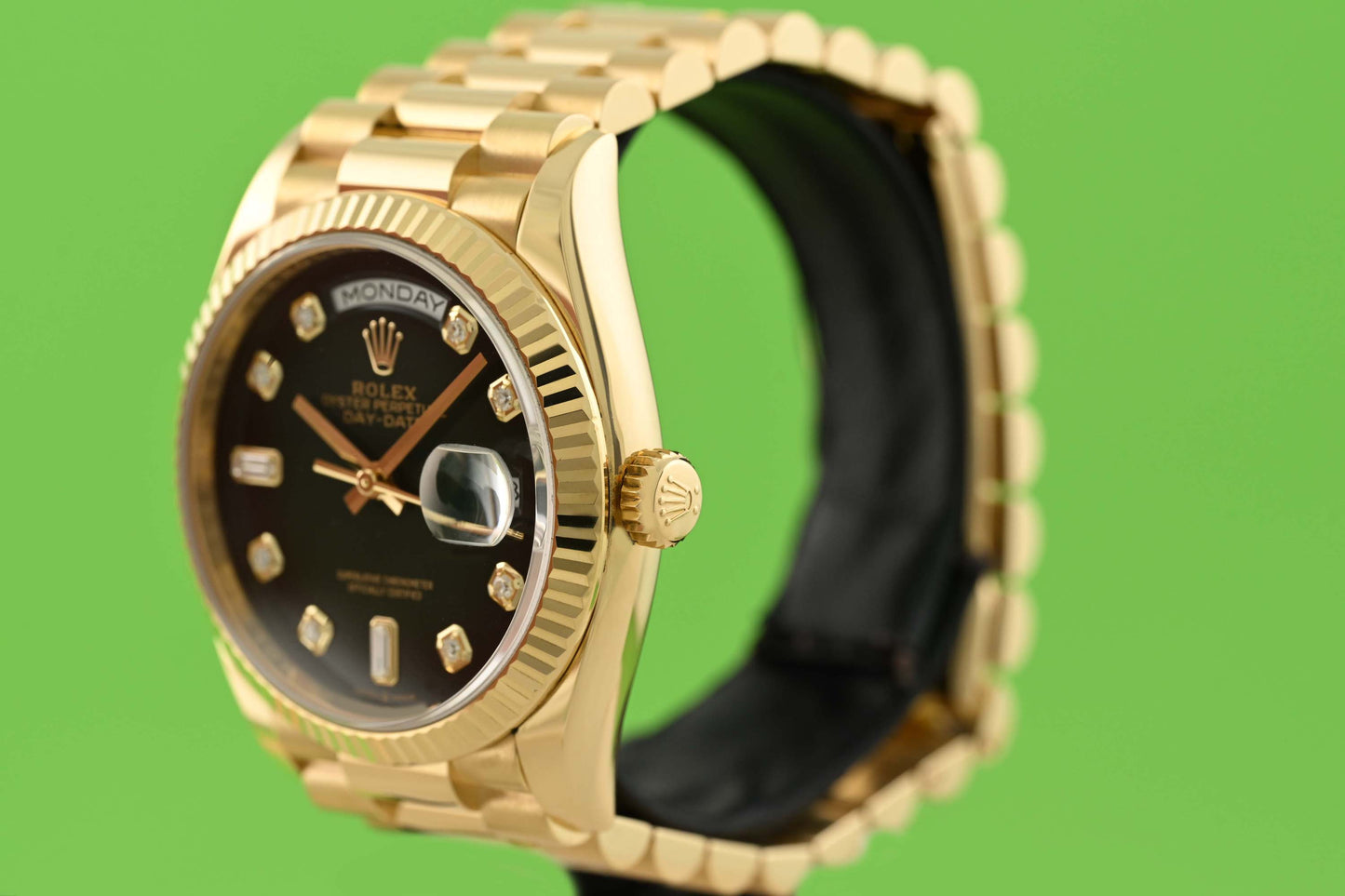 Rolex Day Date 36 Gelbgold 128238 - Green Ombre Dia Dial - Full Set - Like NEW