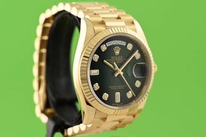 Rolex Day Date 36 Gelbgold 128238 - Green Ombre Dia Dial - Full Set - Like NEW